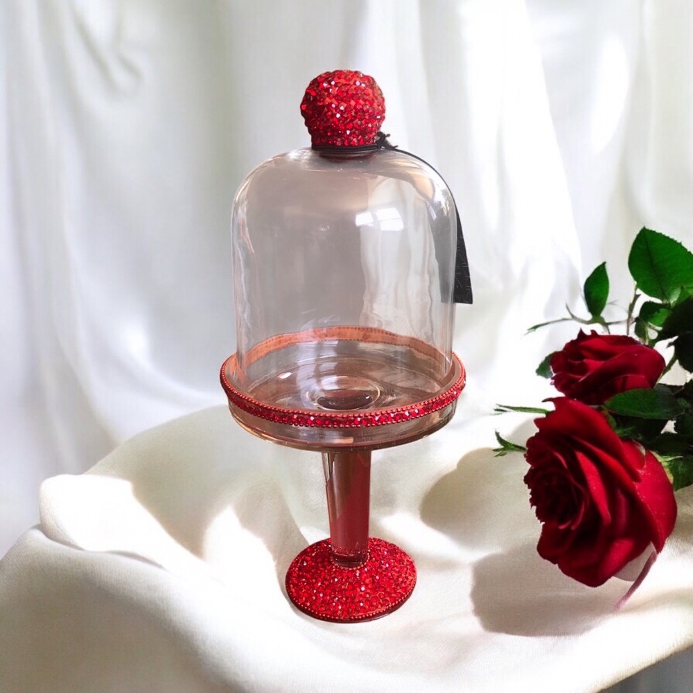 Tahari Glass Pedestal Dome Red Rhinestone Cupcake
Pastry Cloche Swarovski Bling